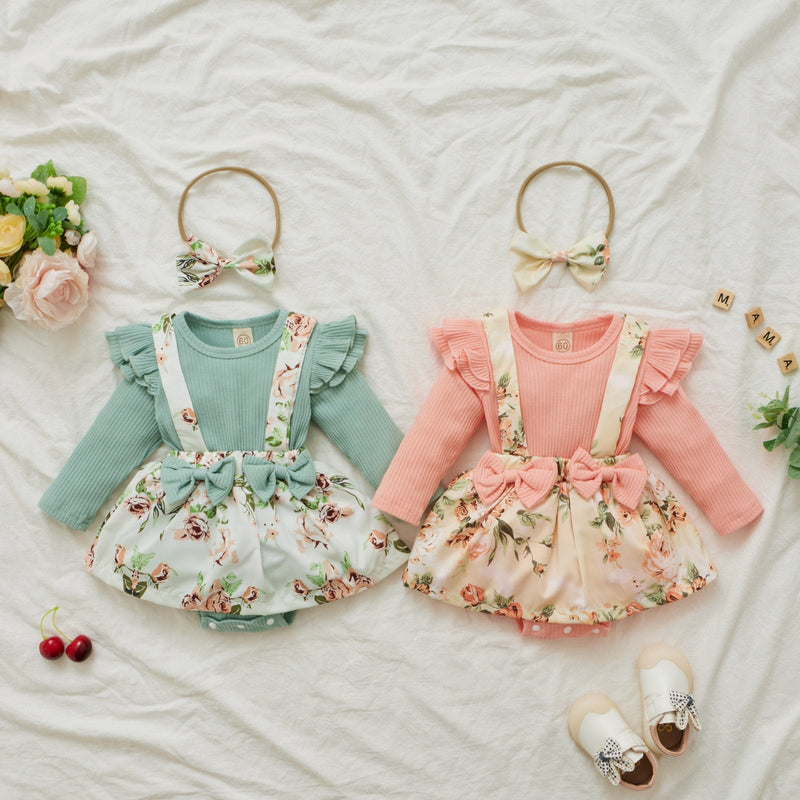 Baby Girl Floral Print Bodysuit Wholesale Baby Clothes - PrettyKid