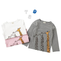 Unisex Giraffe Printed Long Sleeve Cartoon Top Wholesale Kids Clothing Distributors - PrettyKid