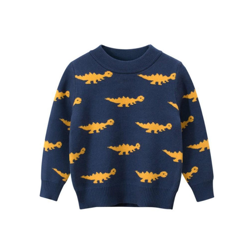 Kids Boys Dinosaur Pattern Long Sleeve Sweater Boys Wholesale - PrettyKid