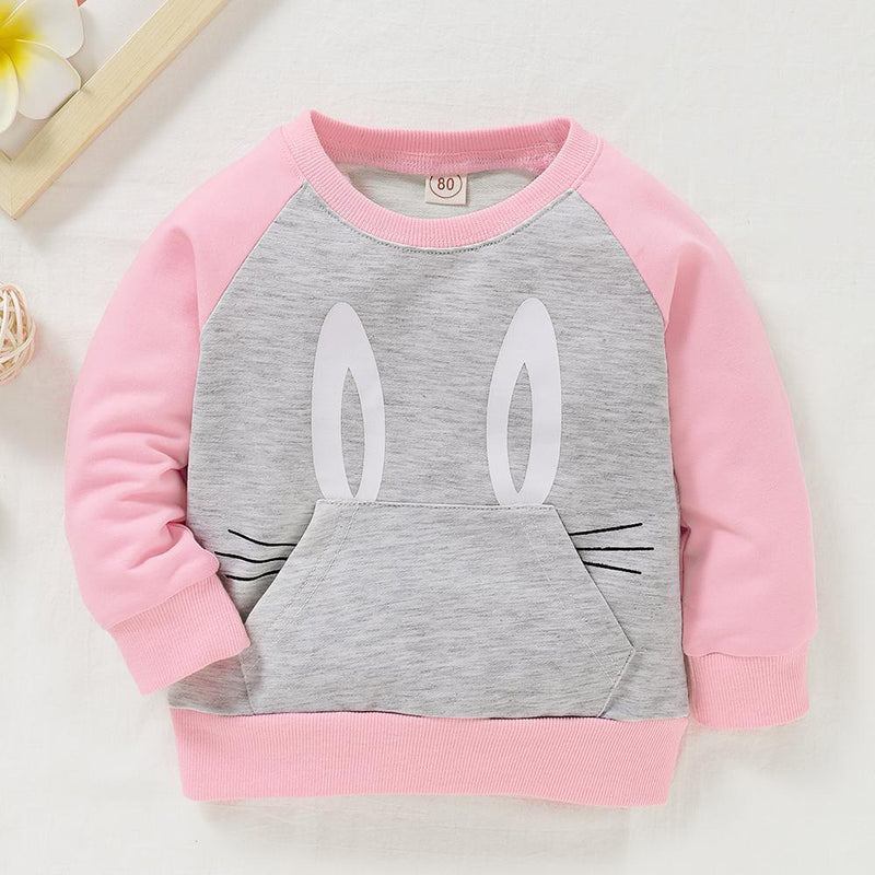 Baby Girls Pattern Animal Crew Neck Long Sleeve Tees Baby Jumper Clothes - PrettyKid