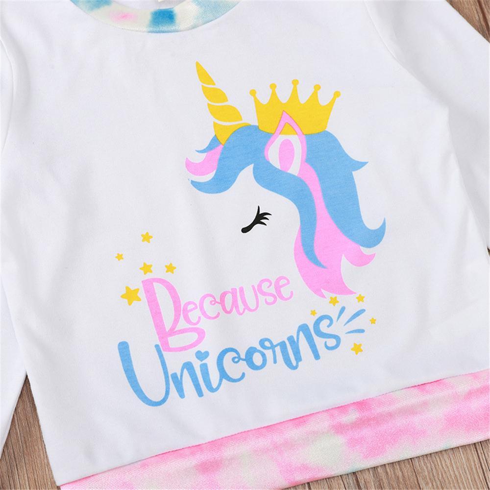 Girls Unicorn Tie Dye Long Sleeve Top & Skirt Wholesale Little Girl Clothing - PrettyKid