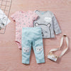 Baby Girls Cartoon 3PCS Short Sleeve Romper & Long Sleeve Top & Pants Babywear Wholesale - PrettyKid