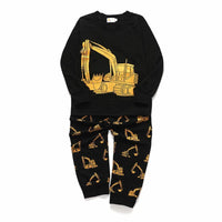 Boys Cartoon Excavator Printed Tracksuit Wholesale Boys Boutique Clothing - PrettyKid