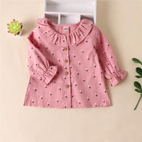 Girls Long Sleeve Star Printed Button Top Wholesale Baby Girl Clothes - PrettyKid