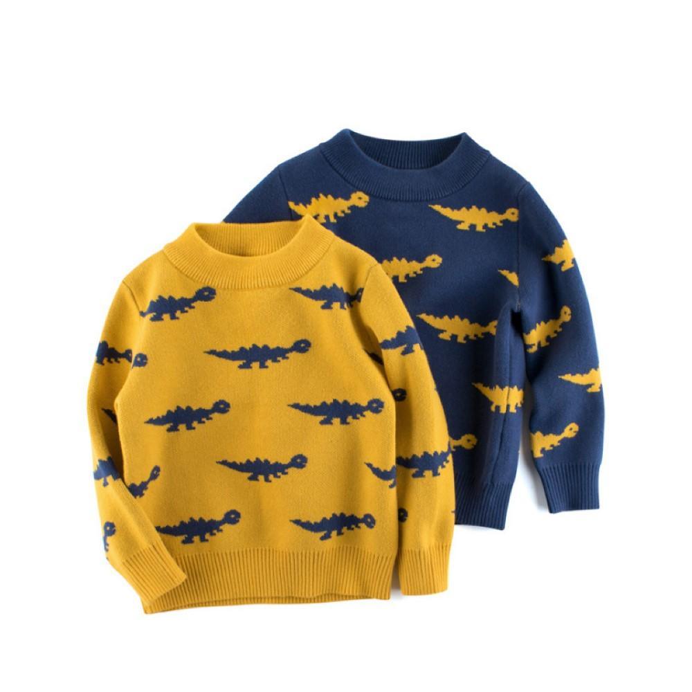 Kids Boys Dinosaur Pattern Long Sleeve Sweater Boys Wholesale - PrettyKid