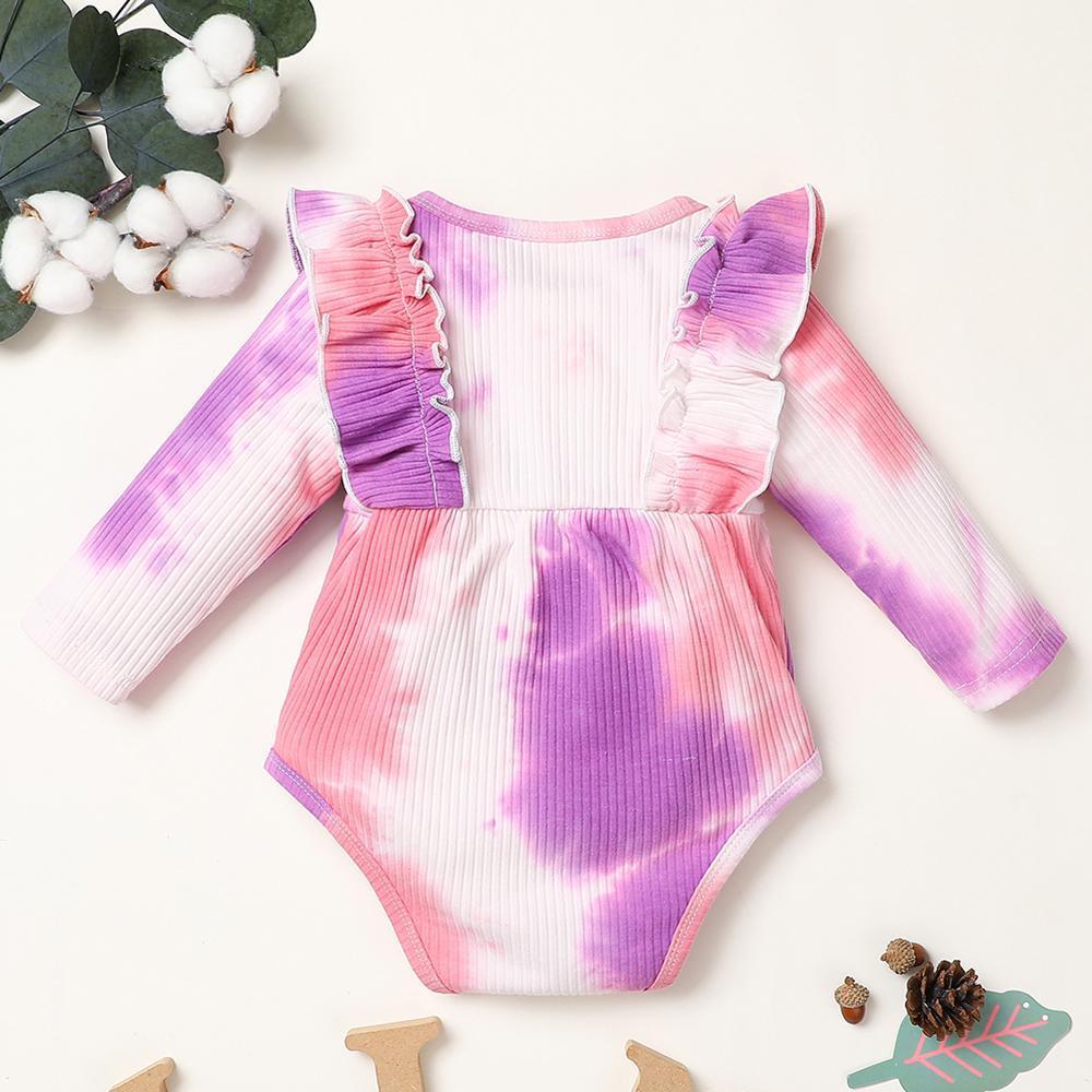 Baby Girl Long Sleeve Tie-dye Bow Decor Long Sleeve Romper Baby Clothing Warehouse - PrettyKid