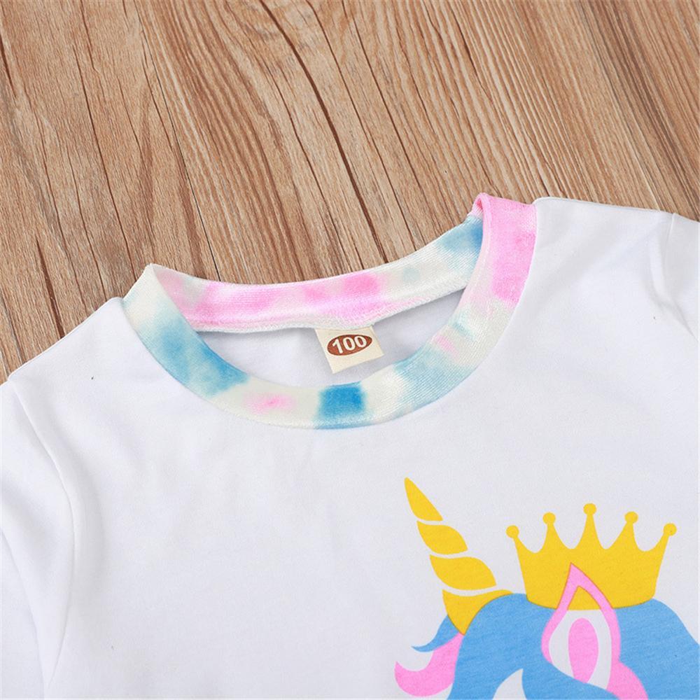 Girls Unicorn Tie Dye Long Sleeve Top & Skirt Wholesale Little Girl Clothing - PrettyKid