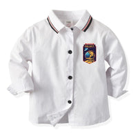 Kid Boys Lightning & Planet Pattern White Shirt Wholesale Toddler Boy Clothing - PrettyKid