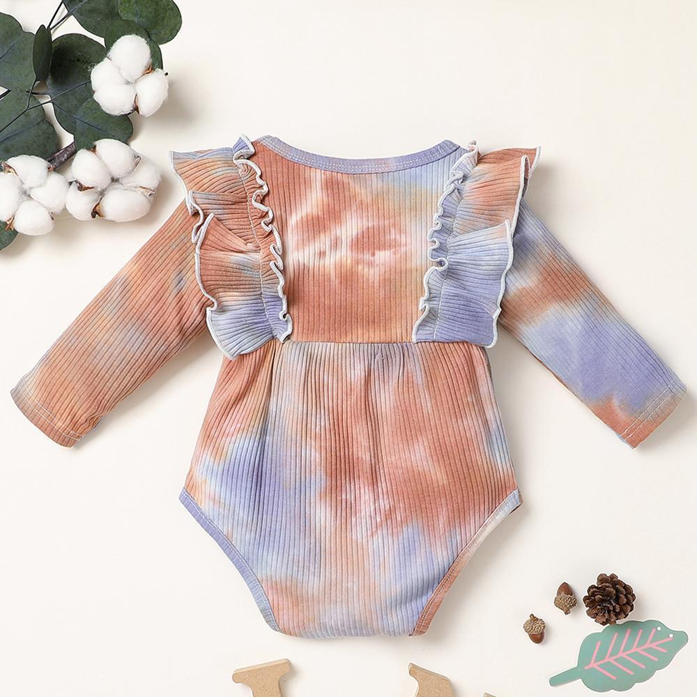 Baby Girl Long Sleeve Tie-dye Bow Decor Long Sleeve Romper Baby Clothing Warehouse - PrettyKid