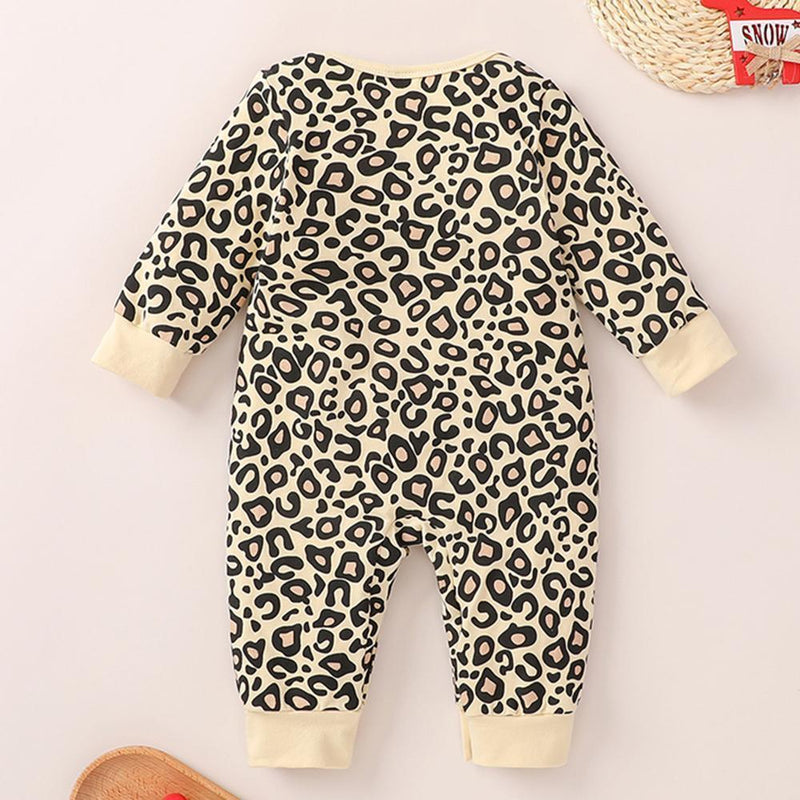 Baby Girls Crew Neck Leopard Long Sleeve Romper Baby Wholesale Clothing - PrettyKid