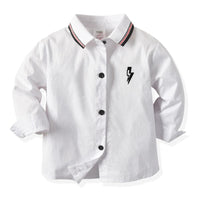 Kid Boys Lightning & Planet Pattern White Shirt Wholesale Toddler Boy Clothing - PrettyKid