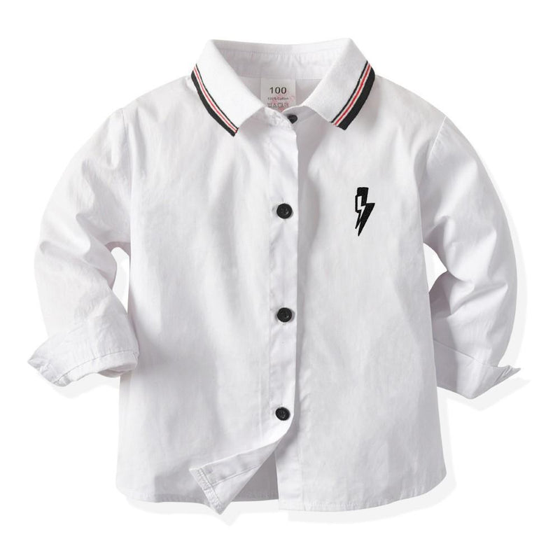 Kid Boys Lightning & Planet Pattern White Shirt Wholesale Toddler Boy Clothing - PrettyKid