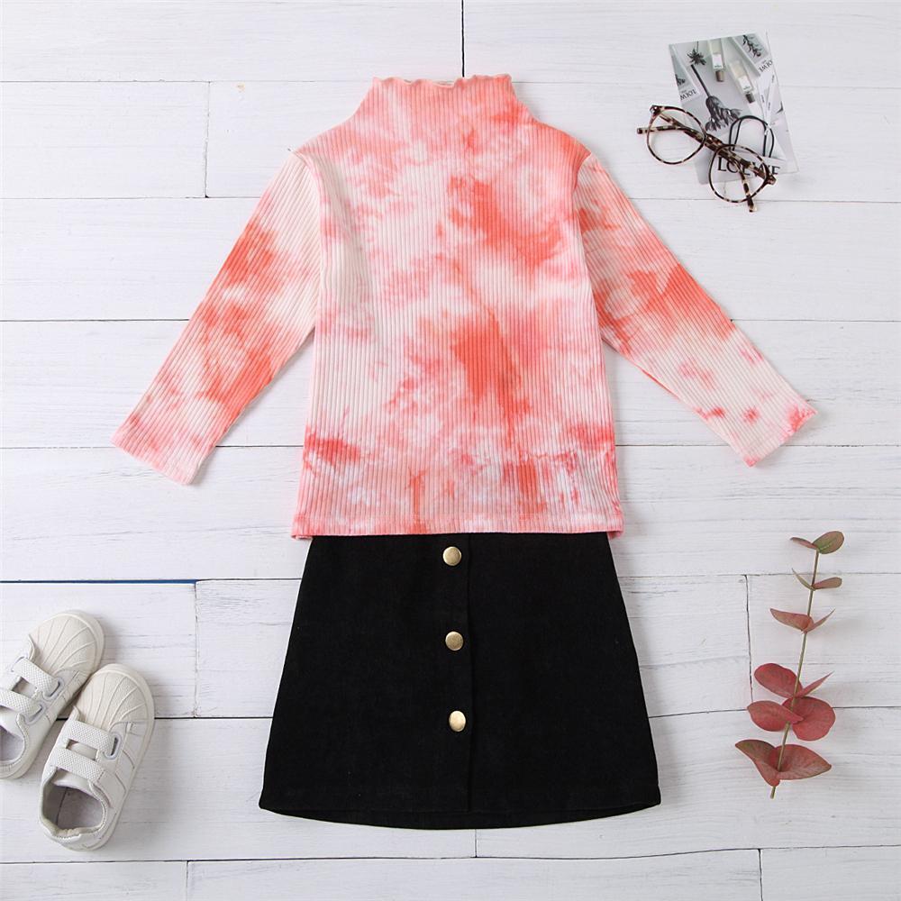 Girls Long Sleeve Tie Dye Top & Skirt Toddler Girl Wholesale Clothing - PrettyKid