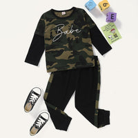 Unisex Bebe Camo Long Sleeve Splicing Top & Pants Wholesale Childrens Clothing - PrettyKid