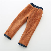 Boys Solid Color Pocket Elastic Waist Warm Jeans Wholesale Kids Jeans - PrettyKid