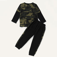 Unisex Bebe Camo Long Sleeve Splicing Top & Pants Wholesale Childrens Clothing - PrettyKid