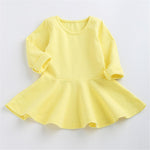 Girls Solid Color Long Sleeve Ruffled Bottoming Dress Girls Clothing Wholesalers - PrettyKid