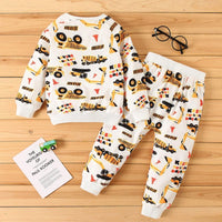 Boys Cartoon Car Printed Pajamas Suits Boys Casual Suits - PrettyKid