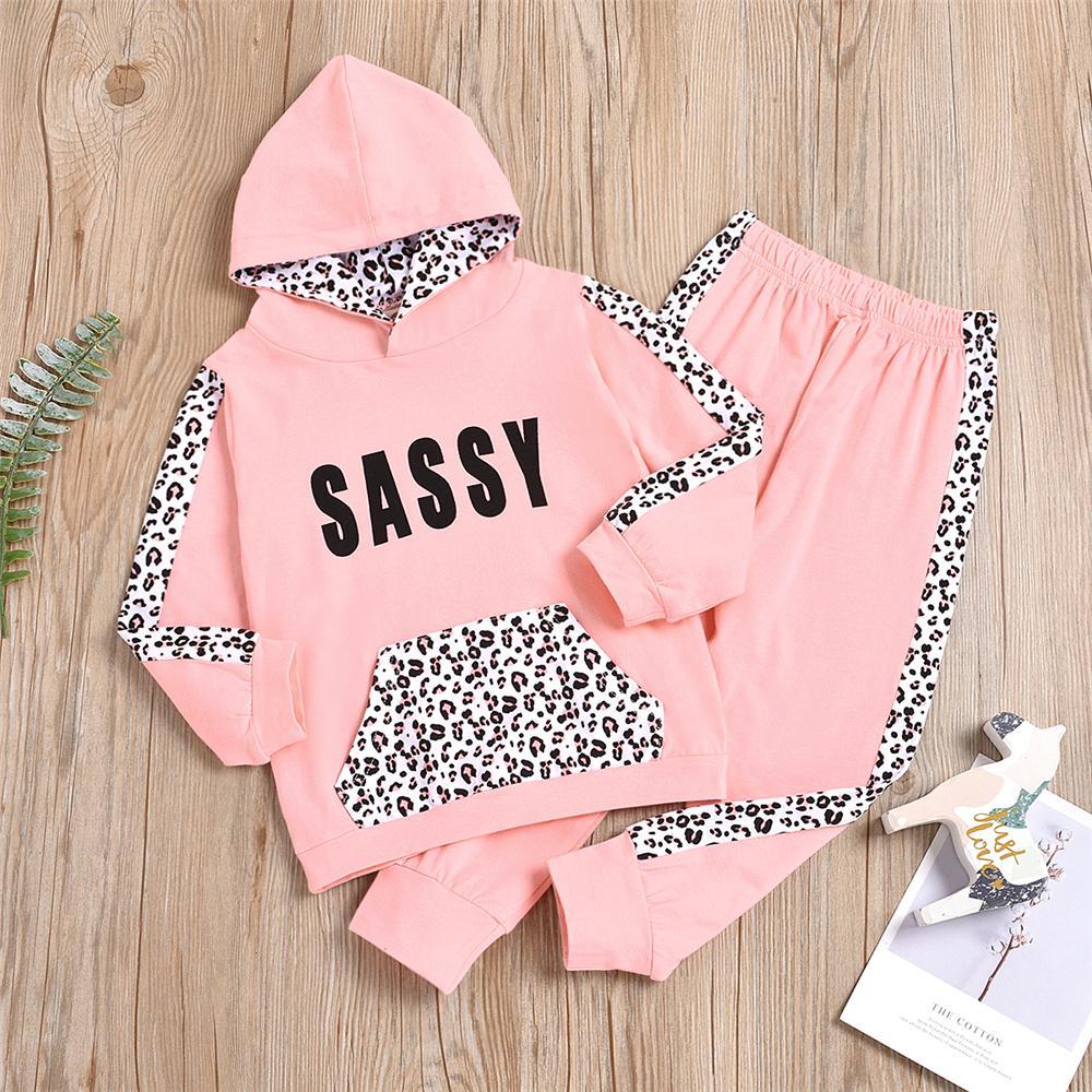 Girls Sassy Leopard Hooded Long Sleeve Top & Pants Girls Boutique Clothes Wholesale - PrettyKid