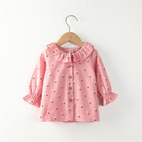 Girls Long Sleeve Star Printed Button Top Wholesale Baby Girl Clothes - PrettyKid