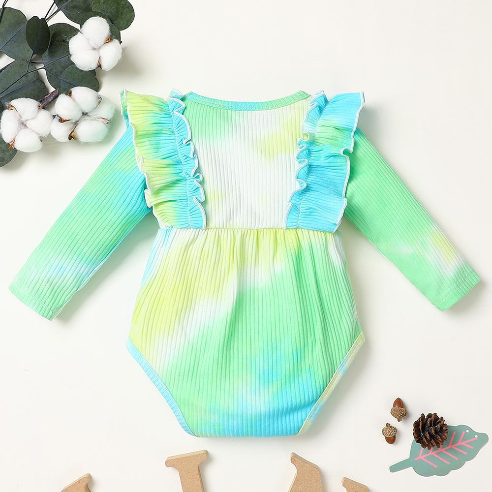 Baby Girl Long Sleeve Tie-dye Bow Decor Long Sleeve Romper Baby Clothing Warehouse - PrettyKid