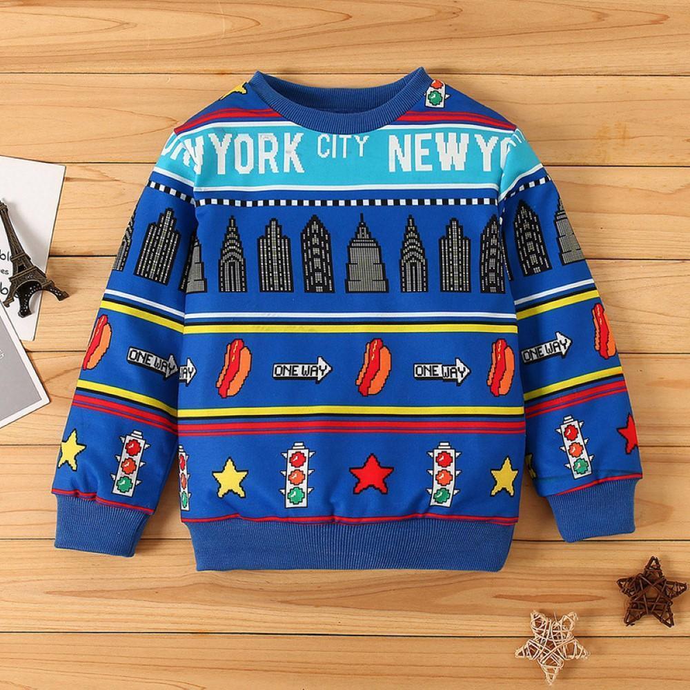 Kid Boys Cartoon Pattern Long Sleeves Top Boy Clothes Wholesale - PrettyKid