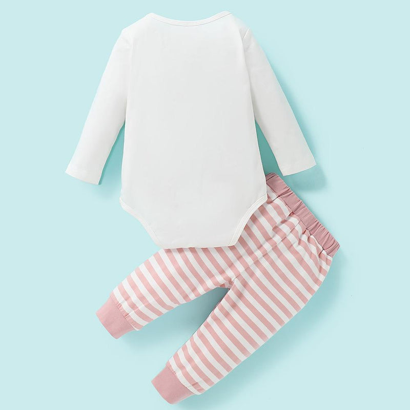 Baby Girl Made Of Magic Long Sleeve Romper & Striped Pants Wholesale Baby Boutique Items - PrettyKid
