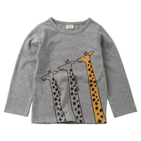 Unisex Giraffe Printed Long Sleeve Cartoon Top Wholesale Kids Clothing Distributors - PrettyKid