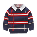 Kids Boy Lapel Strip Pattern Polo Sweater Boy Boutique Clothing Wholesale - PrettyKid