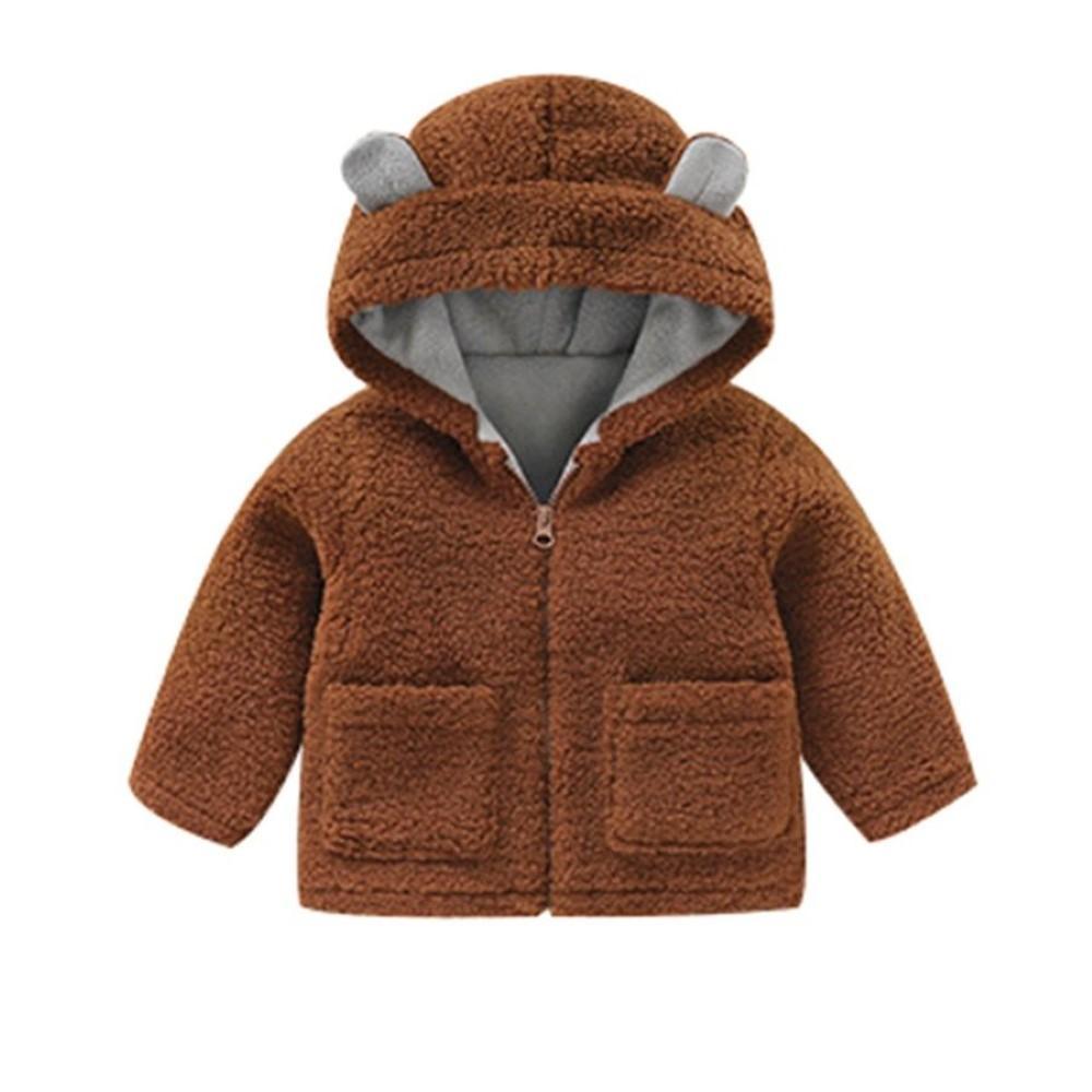 Unisex Baby Fuzzy Hooded Zipper Jacket Baby Boy Wholesale Boutique - PrettyKid