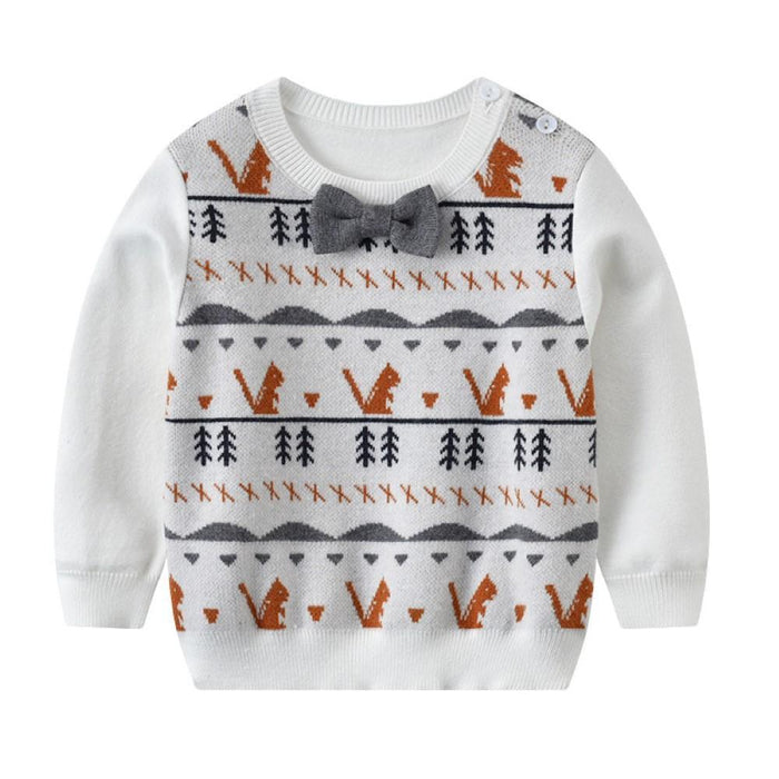 Kids Boy Tie Animal Printed Sweater Baby Boy Wholesale Boutique - PrettyKid