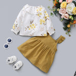 Baby Girls Floral Long Sleeve Doll Collar Top & Suspender Skirt Baby Clothing In Bulk - PrettyKid