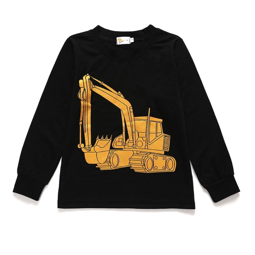 Boys Cartoon Excavator Printed Tracksuit Wholesale Boys Boutique Clothing - PrettyKid