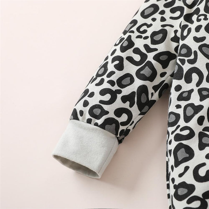 Baby Girls Crew Neck Leopard Long Sleeve Romper Baby Wholesale Clothing - PrettyKid