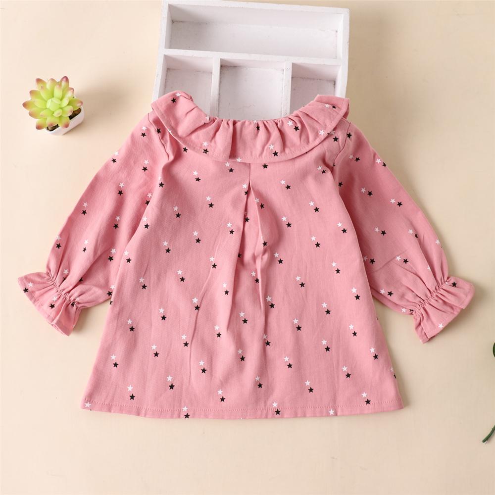 Girls Long Sleeve Star Printed Button Top Wholesale Baby Girl Clothes - PrettyKid