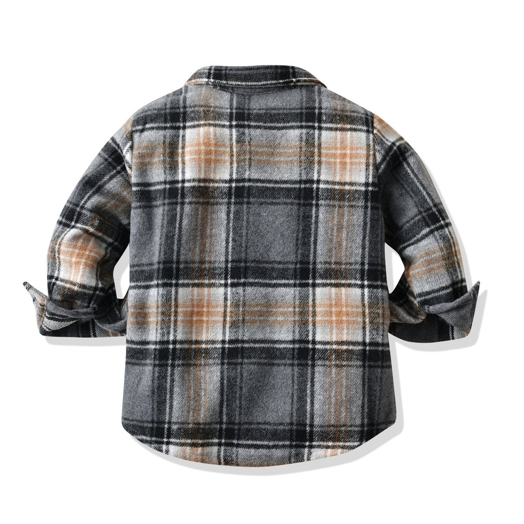Checked Pattern Flap Pockets Kid Boy Shirts Wholesale - PrettyKid