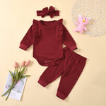 Baby Girl Flutter Sleeve Solid Color Set Wholesale Baby Clothes - PrettyKid