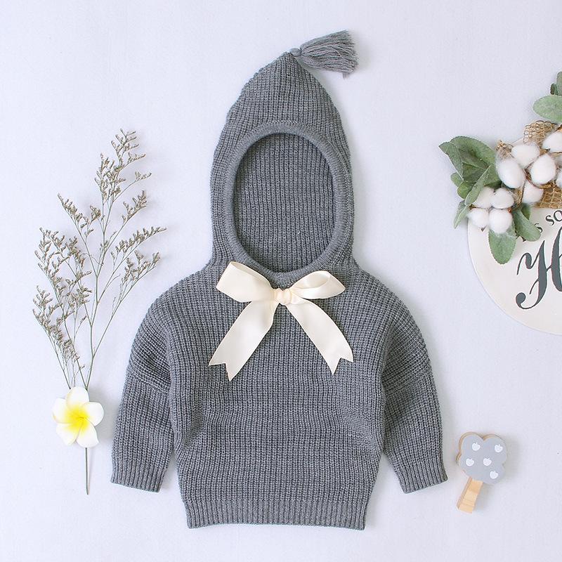 3-24M Baby Solid Color Knitting Hooded Sweaters Wholesale Baby Boutique Clothing - PrettyKid
