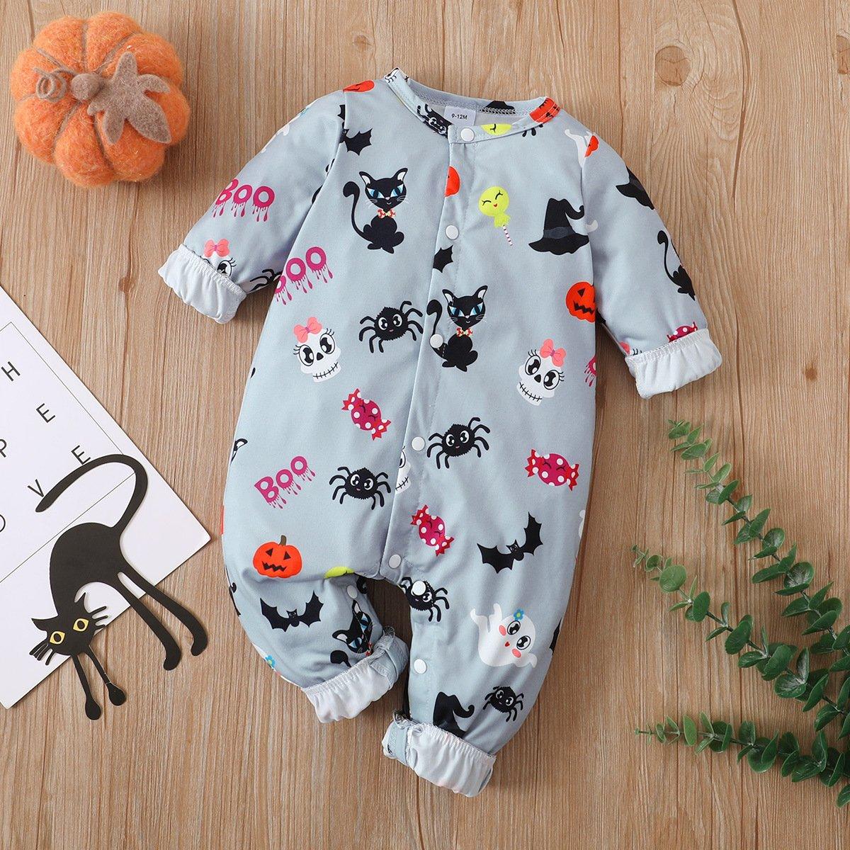 Baby Cartoon Printed Long SleeveHalloween Jumpsuit Wholesale Baby Clothes - PrettyKid