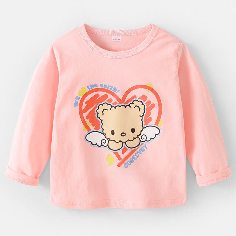 Bear Love Heart Print Kid Girl Top - PrettyKid