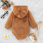 Bear Face Cartoon Velvet Cute Jumpsuit Wholesale Baby Boutique Clothing - PrettyKid