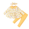 Baby Girl Three-piece Floral Top and Trousers and Headband - PrettyKid