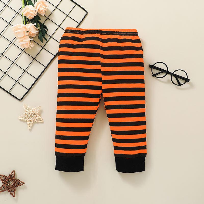 2-piece Set Baby Boy Pumpkin Bodysuit With Pants - PrettyKid