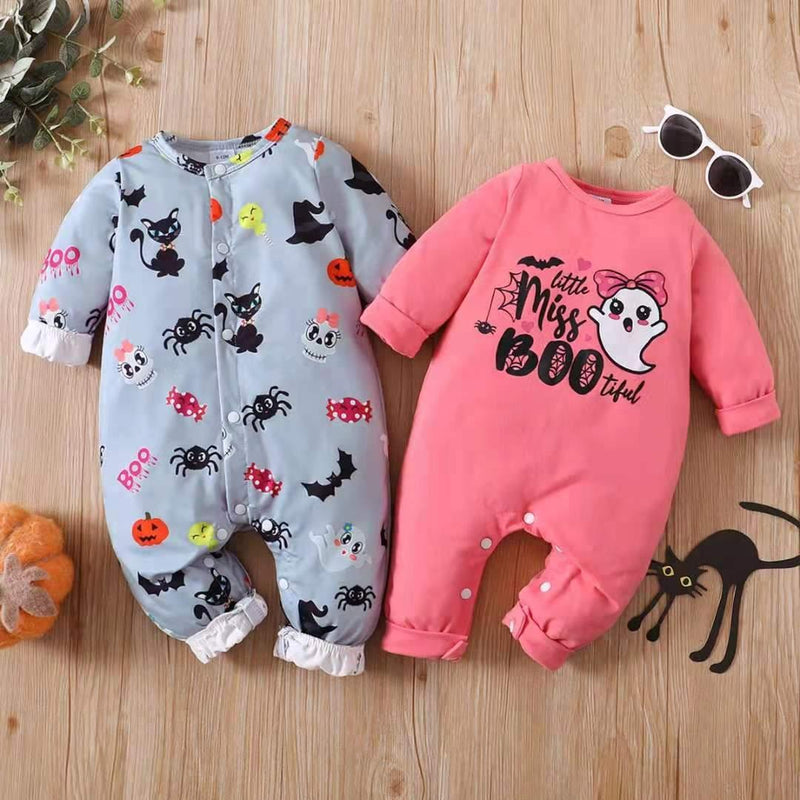 Baby Cartoon Printed Long SleeveHalloween Jumpsuit Wholesale Baby Clothes - PrettyKid