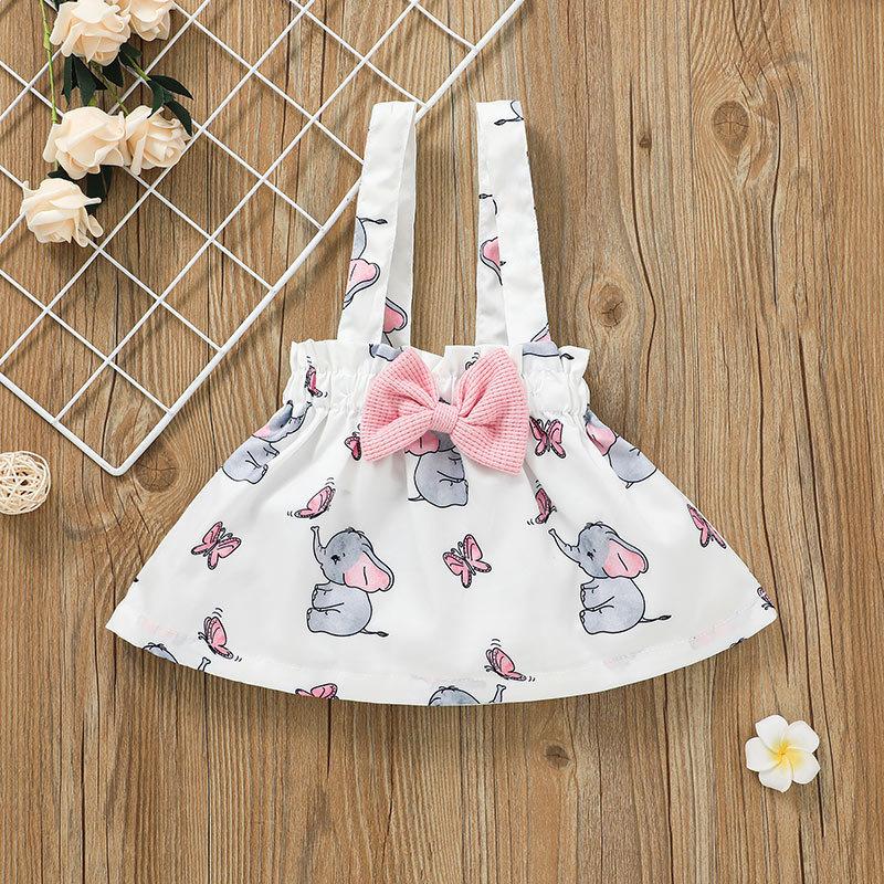 Baby Girl Elephant Butterfly Print Wholesale Baby Clothes Sets - PrettyKid