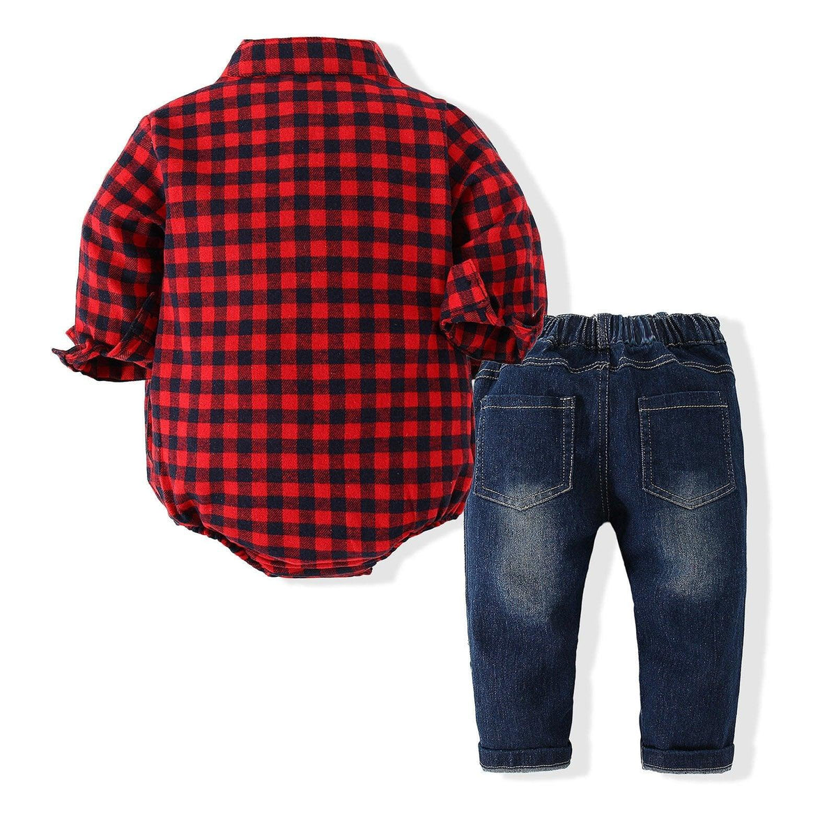 Baby Boy Clothing Sets Check Bodysuit With Jeans - PrettyKid