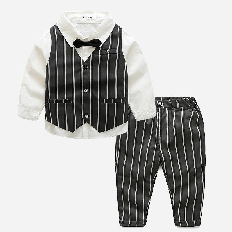 Butterfly Collar Striped Pants Suit Baby Wholesale Clothing - PrettyKid