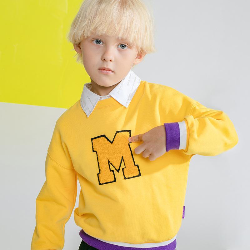 Boys M Letter Pattern Round Neck Top Boys Clothing Wholesale - PrettyKid