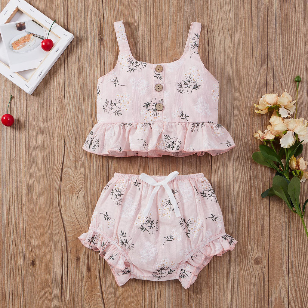 2 Pieces Kid Girl Floral Set Cami Top With Shorts - PrettyKid