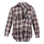 Checked Pattern Button Front Maternity Shirts - PrettyKid
